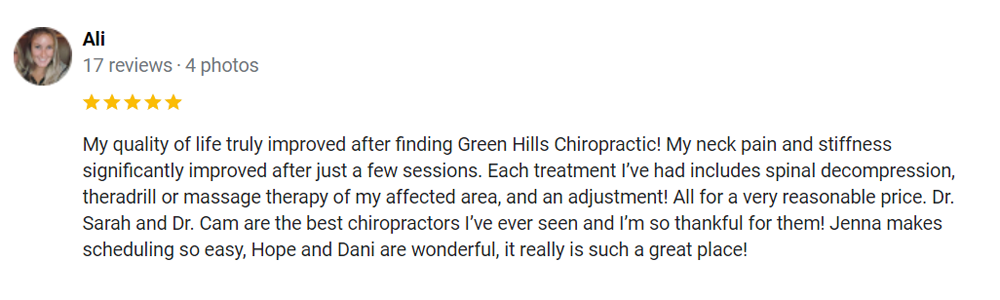 Chiropractic Nashville TN Testimonial