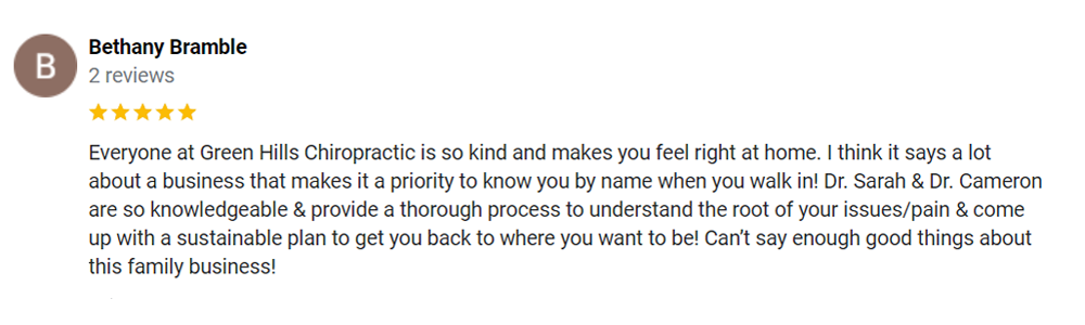 Chiropractic Nashville TN Testimonial