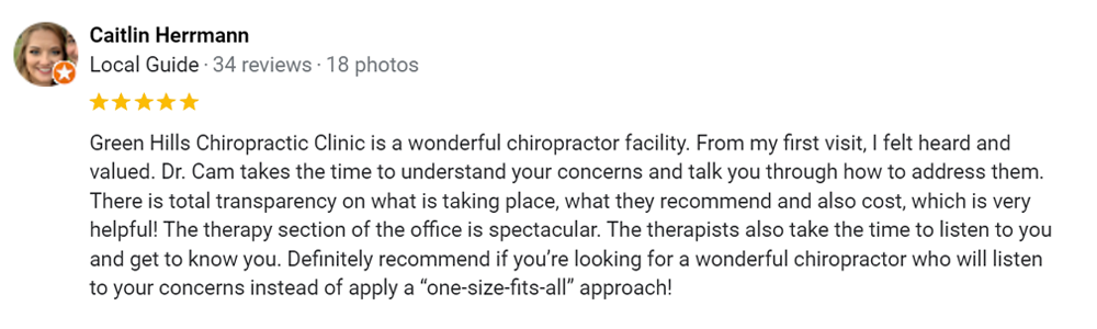 Chiropractic Nashville TN Testimonial