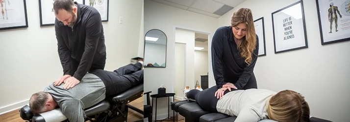 Hailey Alexander and Cameron Beilke Adjusting Patients Teaching Wellness
